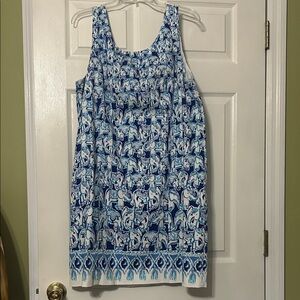 Chic Blue and White Patterned Mini Dress